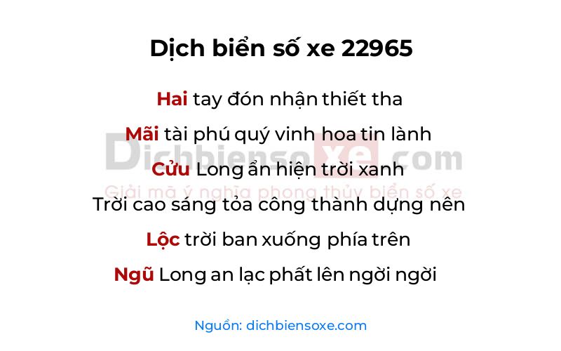Dịch thơ biển số 22965