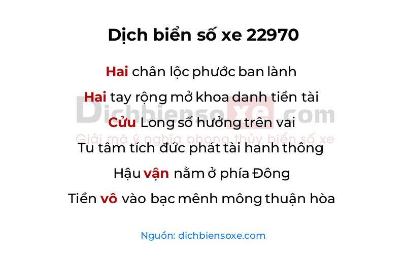 Dịch thơ biển số 22970
