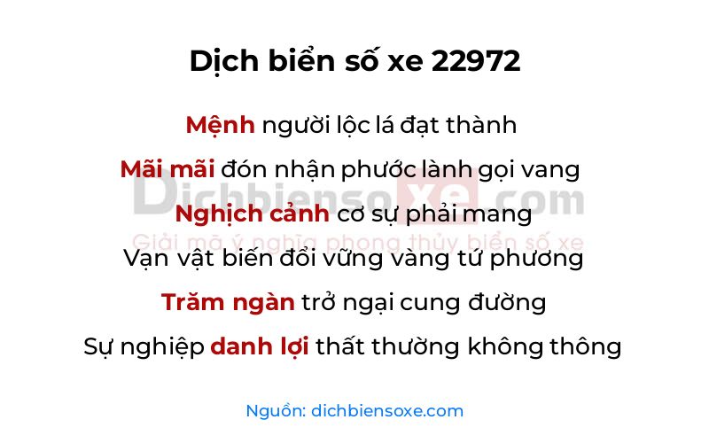 Dịch thơ biển số 22972