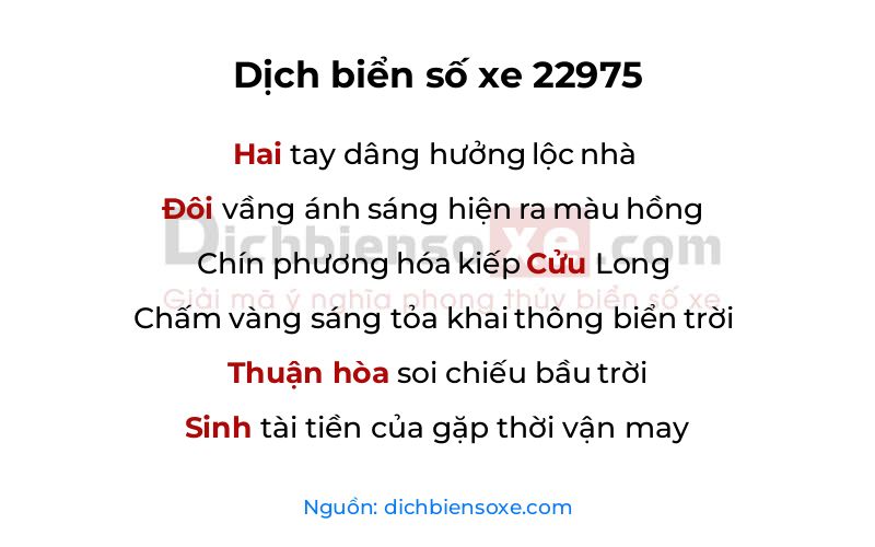 Dịch thơ biển số 22975