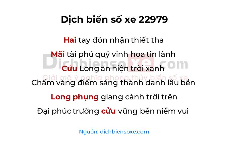 Dịch thơ biển số 22979