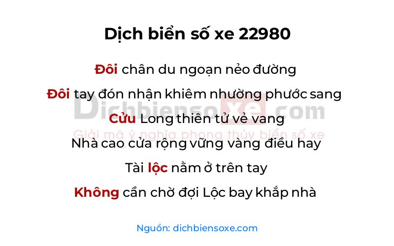 Dịch thơ biển số 22980