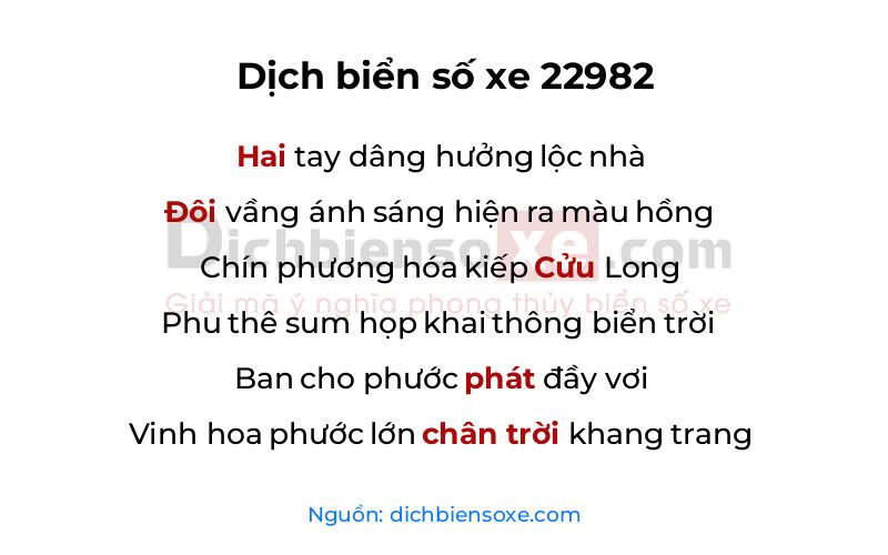 Dịch thơ biển số 22982