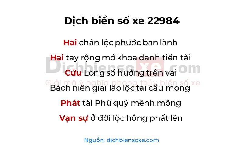 Dịch thơ biển số 22984