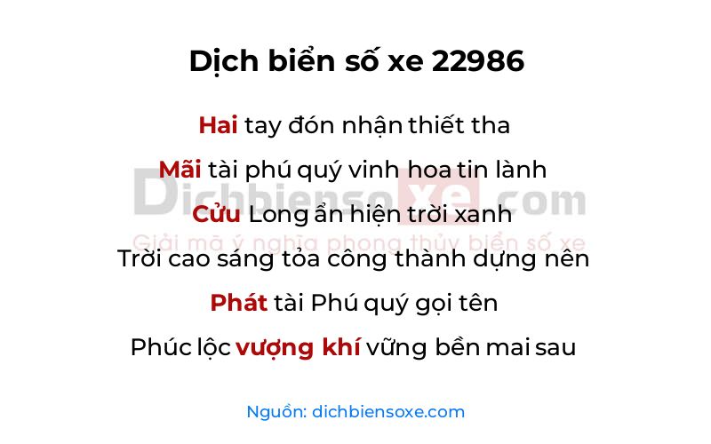 Dịch thơ biển số 22986