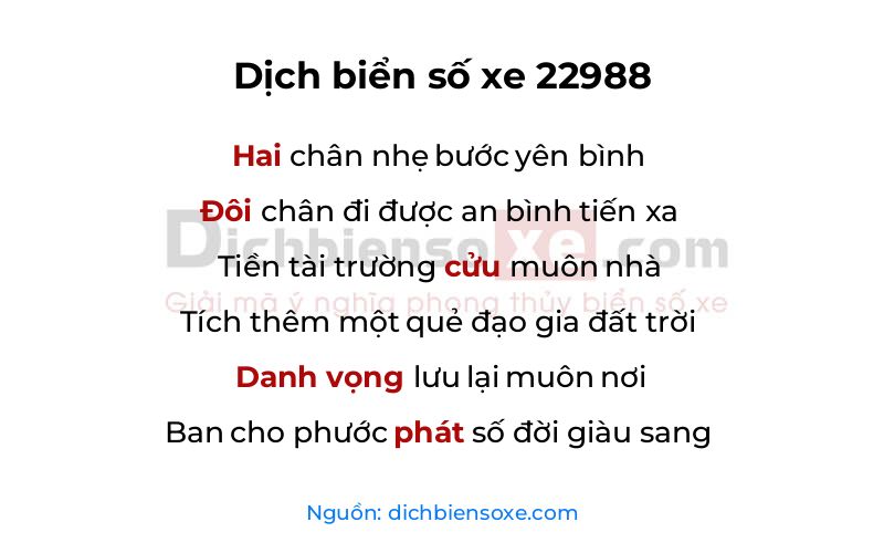Dịch thơ biển số 22988