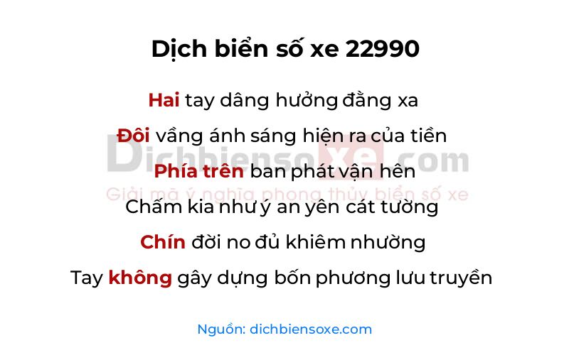 Dịch thơ biển số 22990