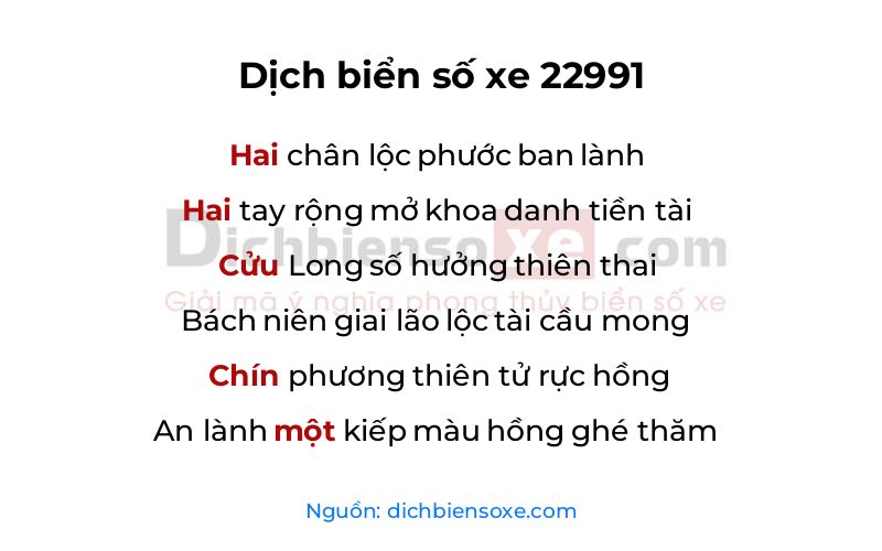 Dịch thơ biển số 22991