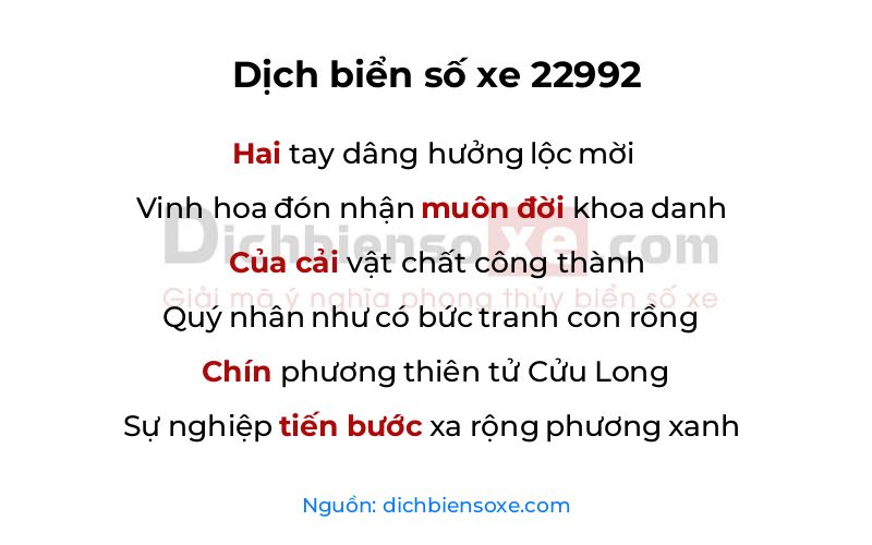Dịch thơ biển số 22992