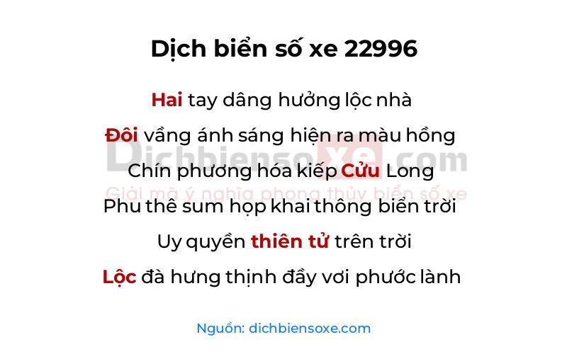 Dịch thơ biển số 22996