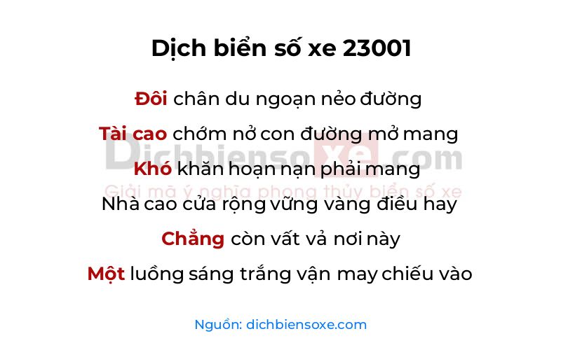 Dịch thơ biển số 23001