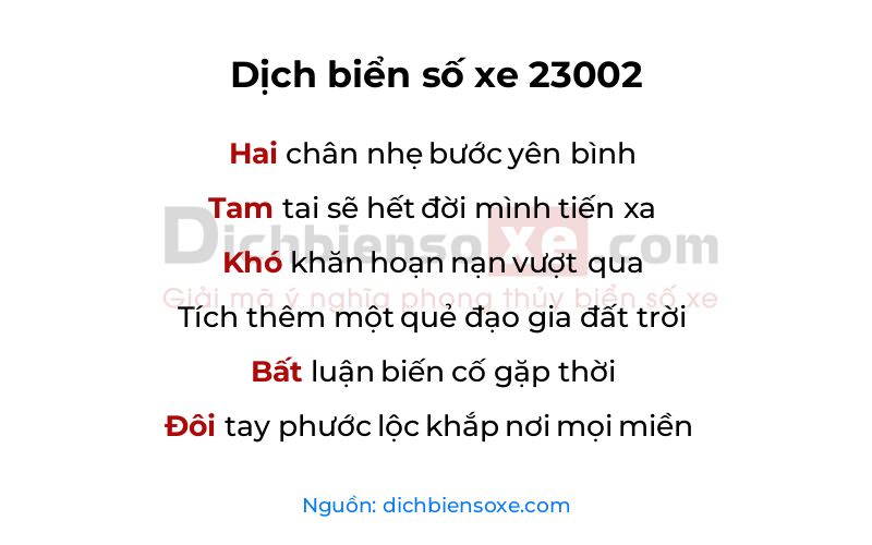 Dịch thơ biển số 23002