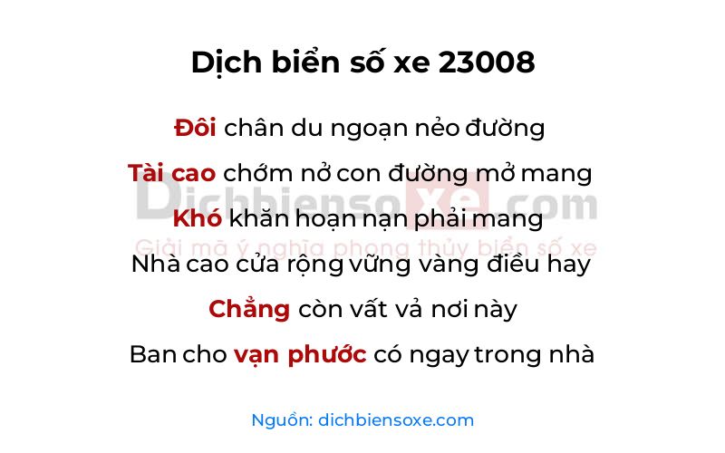 Dịch thơ biển số 23008