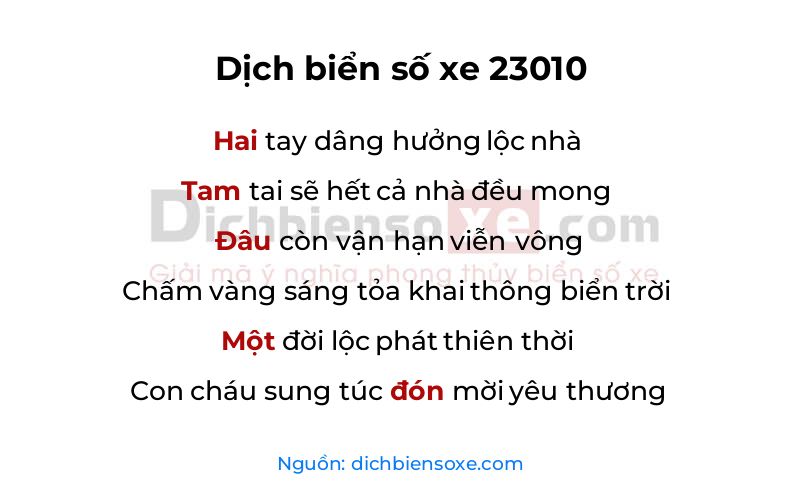 Dịch thơ biển số 23010