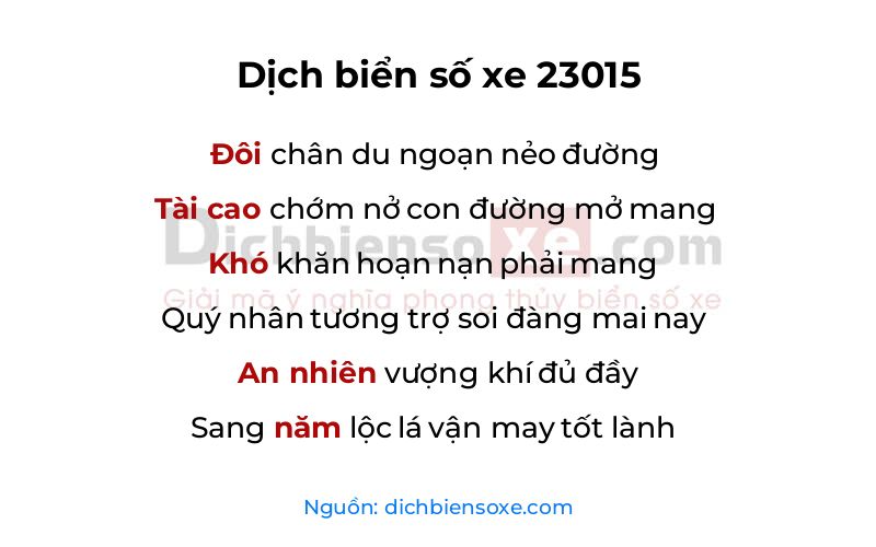 Dịch thơ biển số 23015