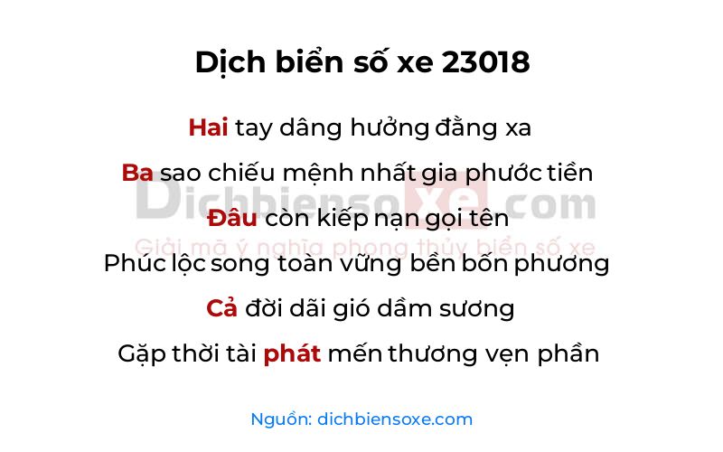 Dịch thơ biển số 23018