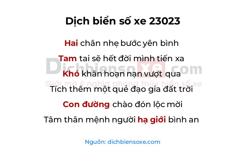 Dịch thơ biển số 23023