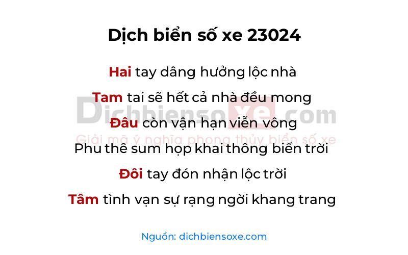 Dịch thơ biển số 23024