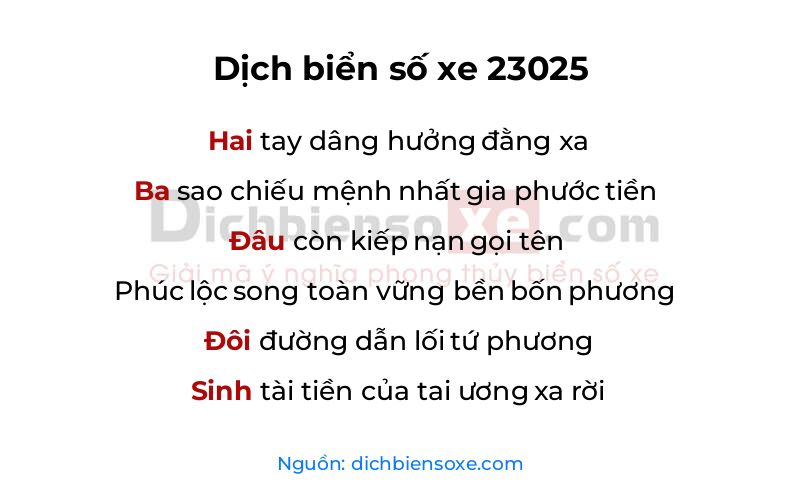 Dịch thơ biển số 23025
