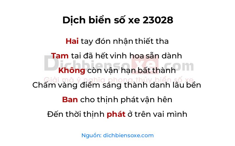 Dịch thơ biển số 23028
