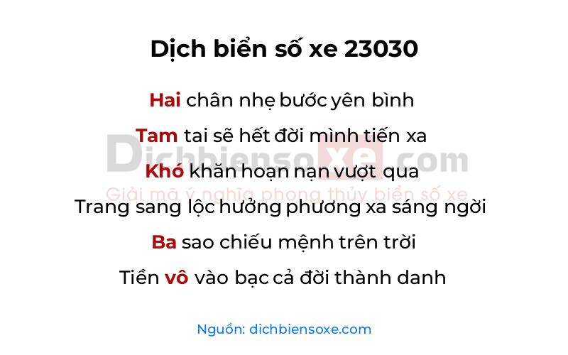 Dịch thơ biển số 23030