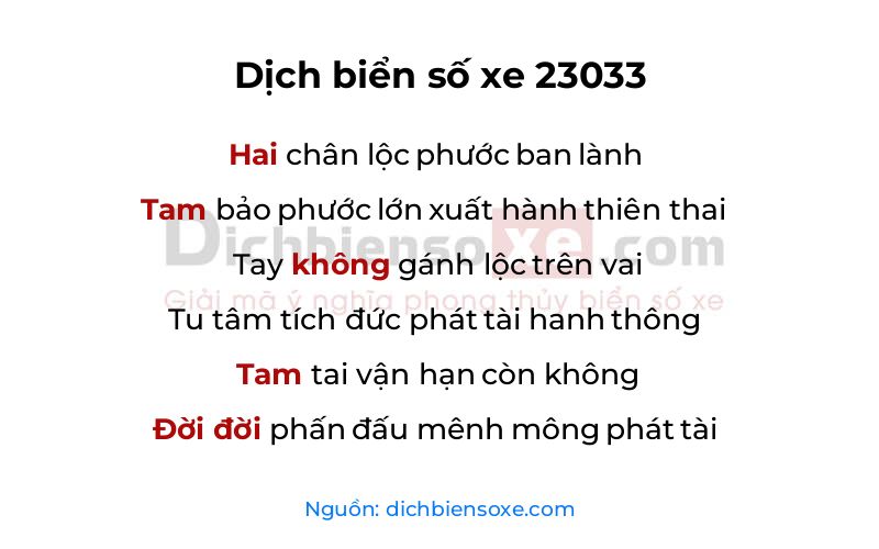 Dịch thơ biển số 23033