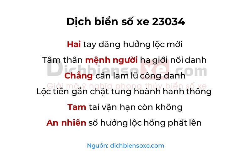 Dịch thơ biển số 23034