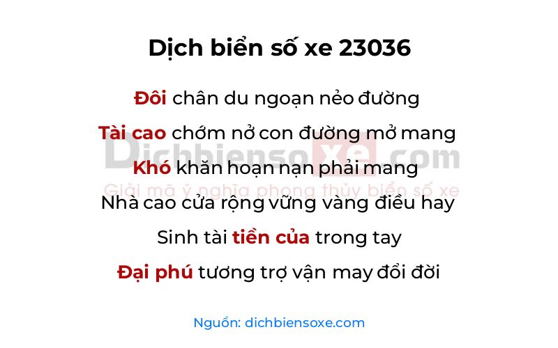 Dịch thơ biển số 23036