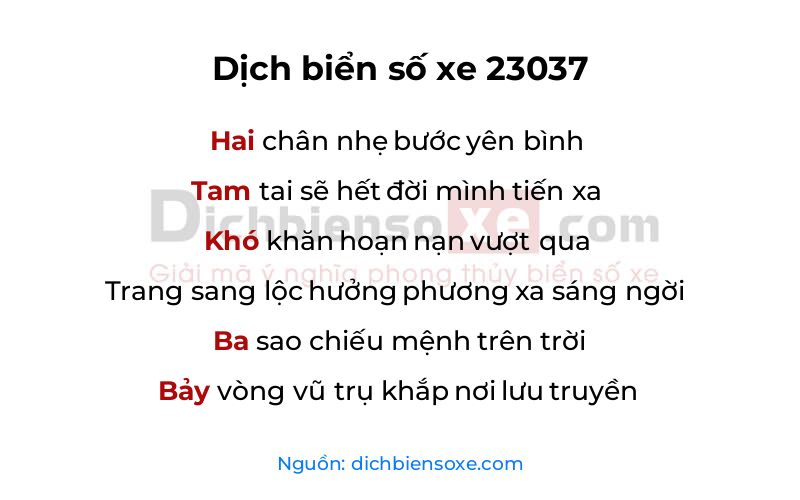 Dịch thơ biển số 23037