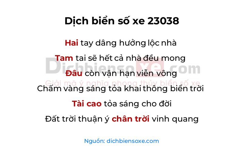 Dịch thơ biển số 23038