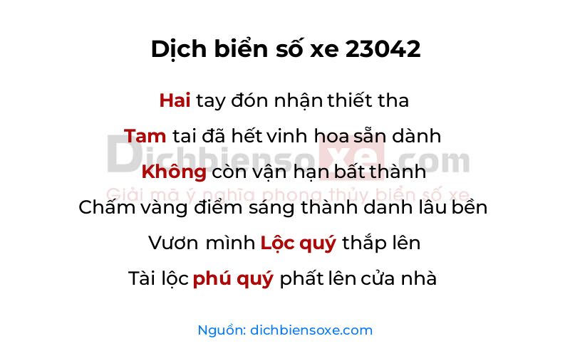 Dịch thơ biển số 23042