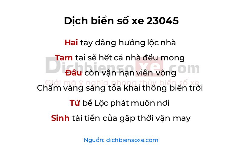 Dịch thơ biển số 23045