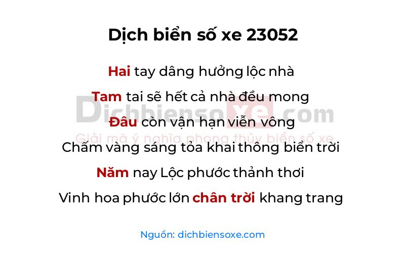 Dịch thơ biển số 23052