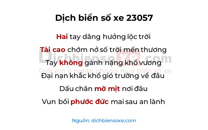 Dịch thơ biển số 23057