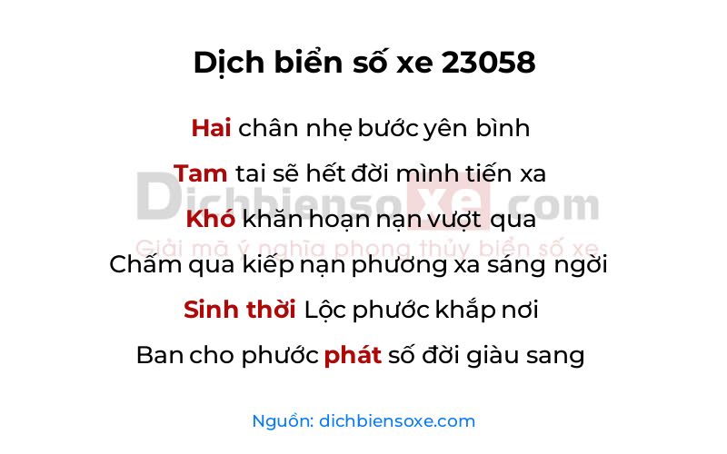 Dịch thơ biển số 23058