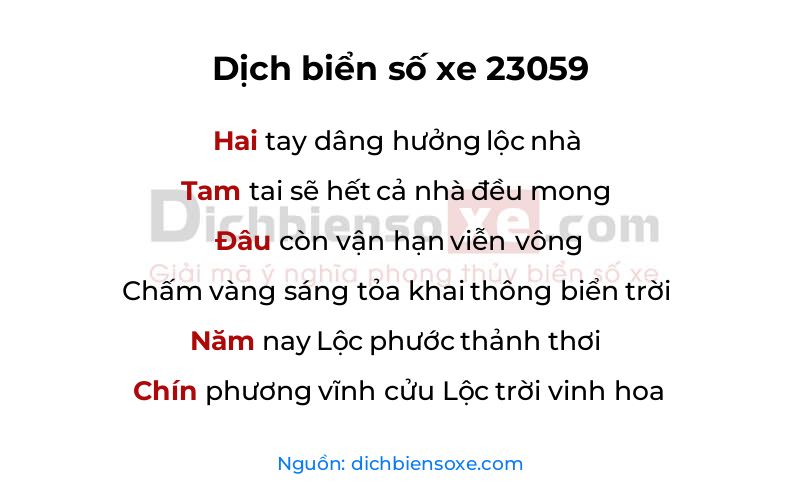 Dịch thơ biển số 23059