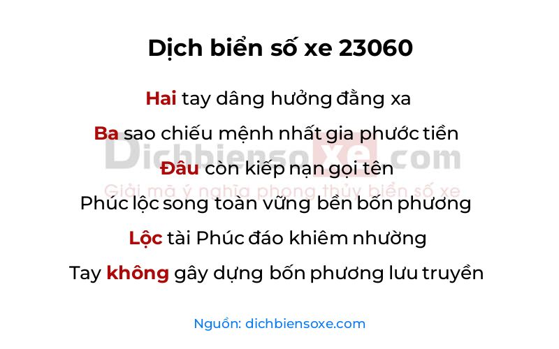 Dịch thơ biển số 23060