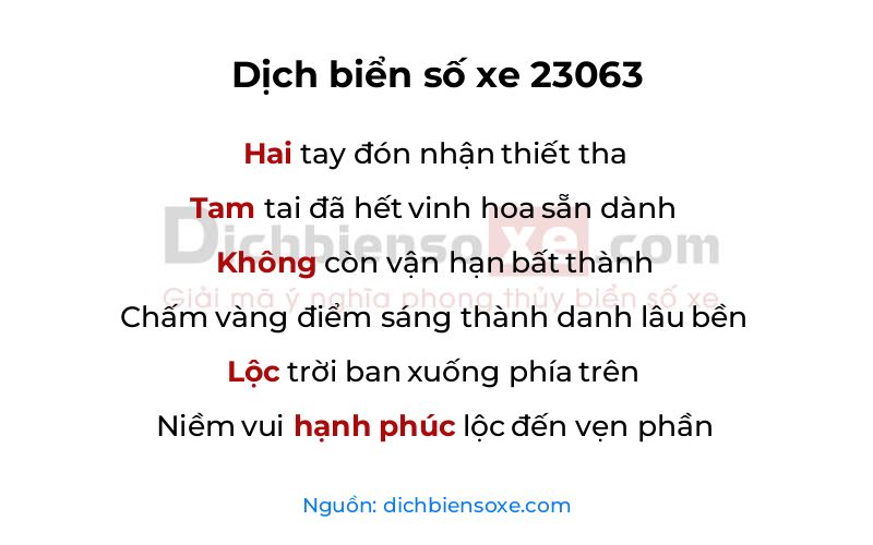Dịch thơ biển số 23063