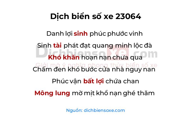 Dịch thơ biển số 23064