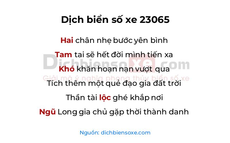 Dịch thơ biển số 23065