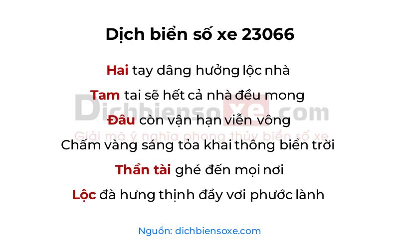 Dịch thơ biển số 23066