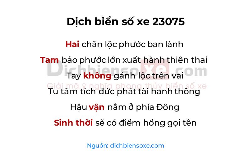 Dịch thơ biển số 23075