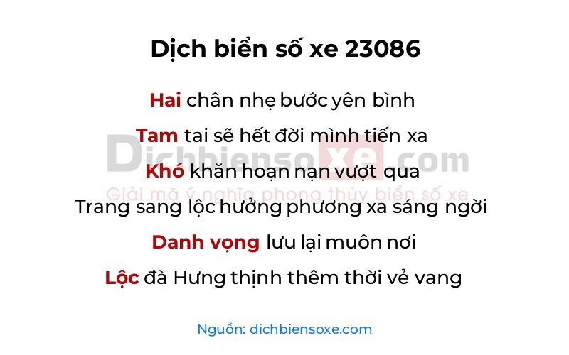 Dịch thơ biển số 23086