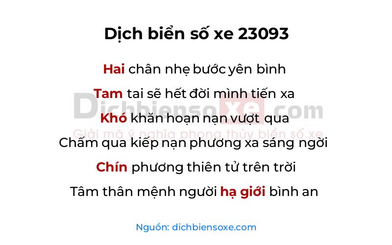 Dịch thơ biển số 23093