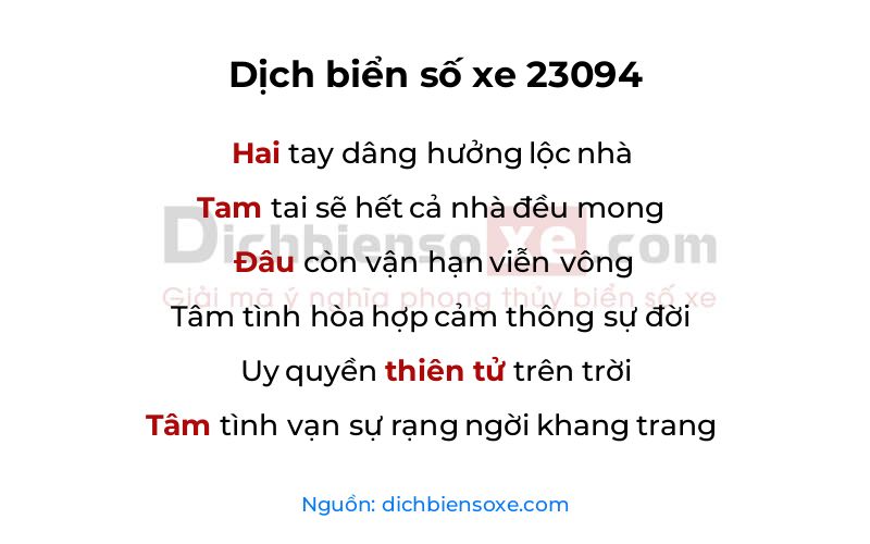 Dịch thơ biển số 23094