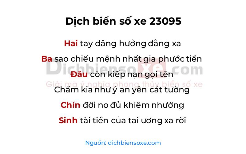 Dịch thơ biển số 23095