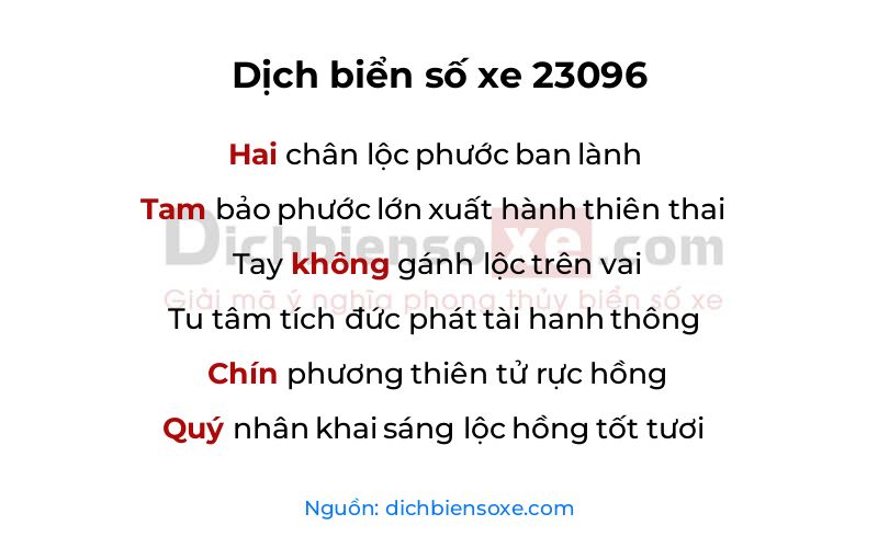 Dịch thơ biển số 23096