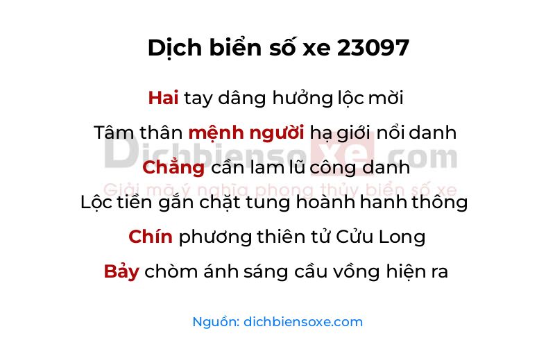 Dịch thơ biển số 23097