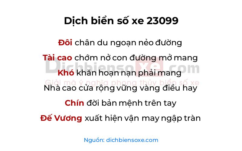 Dịch thơ biển số 23099