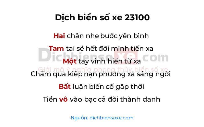 Dịch thơ biển số 23100